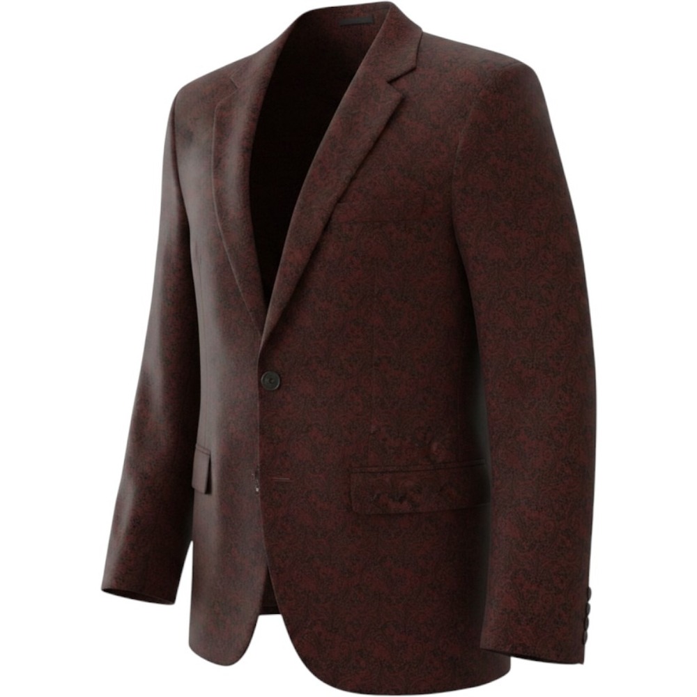 Robert Graham Mens‎ 44 Burgundy Paisley Damask Blazer Sport Coat Dinner Jacket
